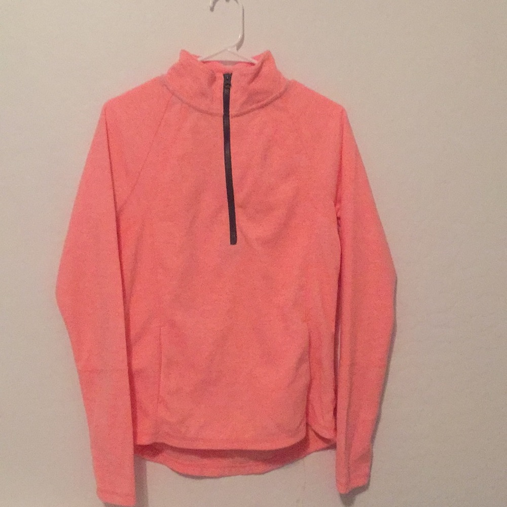 Coral high neck half zip sweater